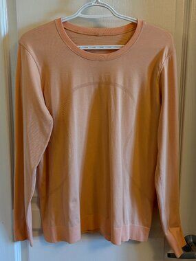 Lululemon Swiftly Tech Long Sleeve - Hip Length, Peach Bellini, Size 10